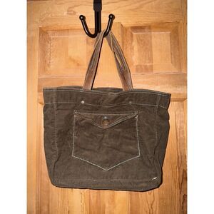 Gap Jeans 1969 Tote Bag Reversible Denim Corduroy Cotton Leather Strap Pockets